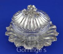 A William IV silver 'buttercup' butter dish with cover and stand by Charles Thomas Fox, with