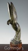 § Jacques Adnet (1900-1984)bronze,Le Pigeon S'Envole c.1930,signed Adnet Paris, with copyright