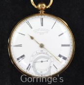 An early Victorian 18ct gold keywind pocket watch by Edward Ellicott, Royal Exchange, London, with