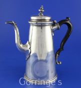 An early George II silver coffee pot by Edward Vincent, of tapering cylindrical form, with