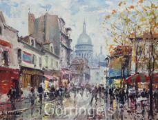 § Jean Salabet (b.1900)oil on canvas,Montmarte, the Sacre Coeur beyond,signed,10 x 13.5in.