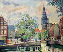§ Emile Baes (Belgian, 1879-1953)oil on canvas,Church in Amsterdam,signed,31 x 37in. Provenance: