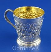 A Victorian silver christening mug by Hunt & Roskell, of tapering cylindrical form, with entwined