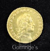 A George I gold quarter guinea, 1718, Good VF
