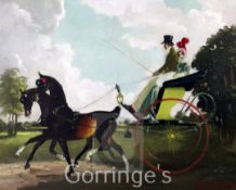 § Doris Clare Zinkeisen (1898-1991)oil on canvas,Carriage in the park,signed,16 x 20in.