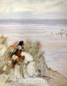 Charles Sim Mottram (1876-1903)watercolour,'When Might Was Right',signed, label verso inscribed