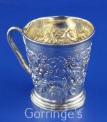 A Victorian silver christening mug by Roskell, Roskell & Hunt, of tapering cylindrical form, with