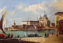 Italian Schoolpair of oils on canvas,Riva Dei Shiavoni and The Doges Palace, Venice,signed