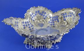 A late Victorian pieced silver fruit bowl by James Dixon & Sons, of quatrefoil boat shape, with