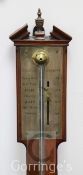 Dollond of London. A George III mahogany stick barometer, with silvered scale, exposed tube and