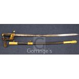 A Royal Naval Officer's 1827 pattern dress sword, presented to Lt. Robert Lionel Hartley RN (d.