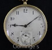 An early 20th century 18ct gold Longines dress pocket watch, with Arabic dial and subsidiary