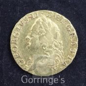 A George II gold guinea, 1759, Old head, VF
