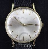 A gentleman's 18ct gold Girard Perregaux manual wind dress wrist watch, with baton numerals, the