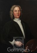 Early 18th century English Schooloil on canvas,Portrait of a gentleman artist,36 x 27in.