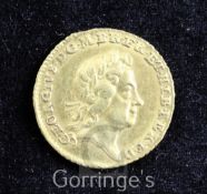 A George I gold quarter guinea, 1718, VF