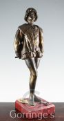 Léon Noel Delagrange (1872-1910). A patinated bronze figure of a renaissance swordsman, on simulated