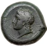 Sicily, Adranon.  Hemilitron (17.84 g), ca. 339-336 BC. Laureate head of Apollo left. Reverse: --,