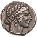 Sicily, Leontinoi. Silver Tetradrachm (17.17 g), ca. 460-450 BC Superb EF. Laureate head of Apollo