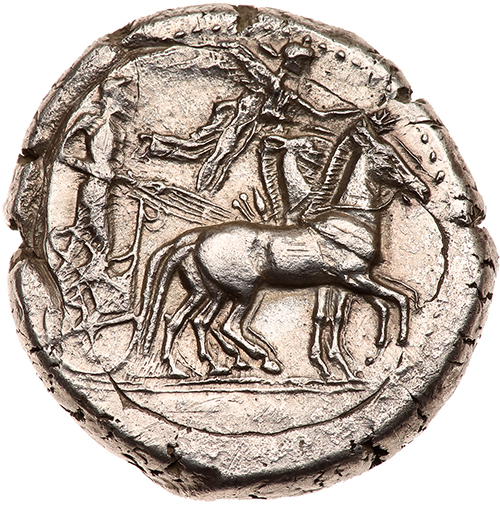 Sicily, Gela. Silver Tetradrachm (17.22 g), ca. 480/75-475/0 BC Superb EF. Charioteer driving slow