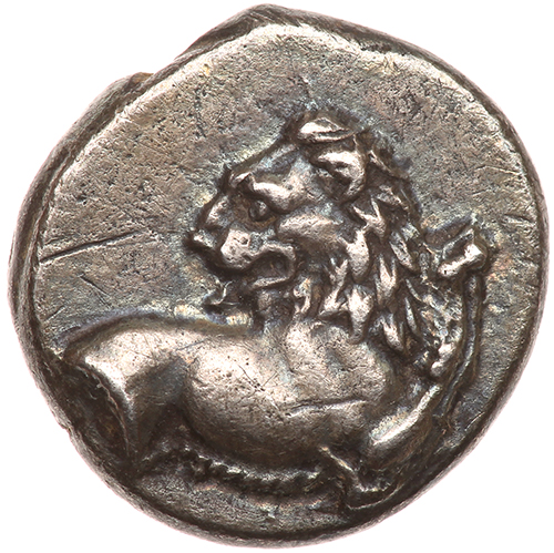 Thrace, Cherronesos. Silver Hemidrachm (2.07 g), ca. 386-338 BC VF. Forepart of lion right, head