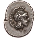 Lucania, Velia. Silver Nomos (7.48 g), ca. 440/435-400 BC EF. Head of Athena left, wearing Attic