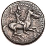 Sicily, Gela. Silver Didrachm (8.60 g), ca. 490/85-480/75 BC VF. Horseman galloping right,