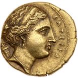 Sicily, Syracuse. Time of Agathokles, 317-289 BC. Electrum 100 Litrai (6.61g) EF. Struck ca. 304-289