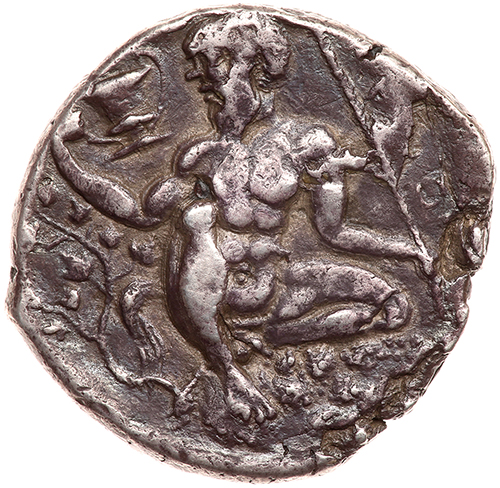 Sicily, Naxos. Fourree Tetradrachm (13.61 g), ca. 430-420 BC VF. Head of Dionysos right, wearing