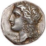 Lucania, Metapontion. Silver nomos (7.89 g), ca. 330-280 BC EF. Head of Demeter left, wearing wreath