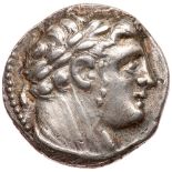 Phoenicia, Tyre. Silver Half-Shekel (7.02g), ca. 86-85 BC VF. Bust of Melqarth facing r. wearing