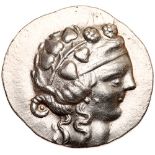 Celtic. Eastern Europe, Imitating Thasos. Silver Tetradrachm (16.64 g), late 2nd. Wreathed head of