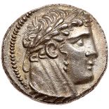 Phoenicia, Tyre. Silver Half-Shekel (6.98g) Superb EF. Year 51 = 76/75 BC. Laureate head of