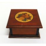 GREAT WAR - A GERMAN PRISONER OF WAR CHRISTMAS 1916 PARQUETRY MAHOGANY BOX  the lid decorated with