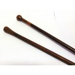 19TH CENTURY - H.M.S. VICTORY - AN OAK WALKING CANE  with a thin copper collar, the grip stamped '