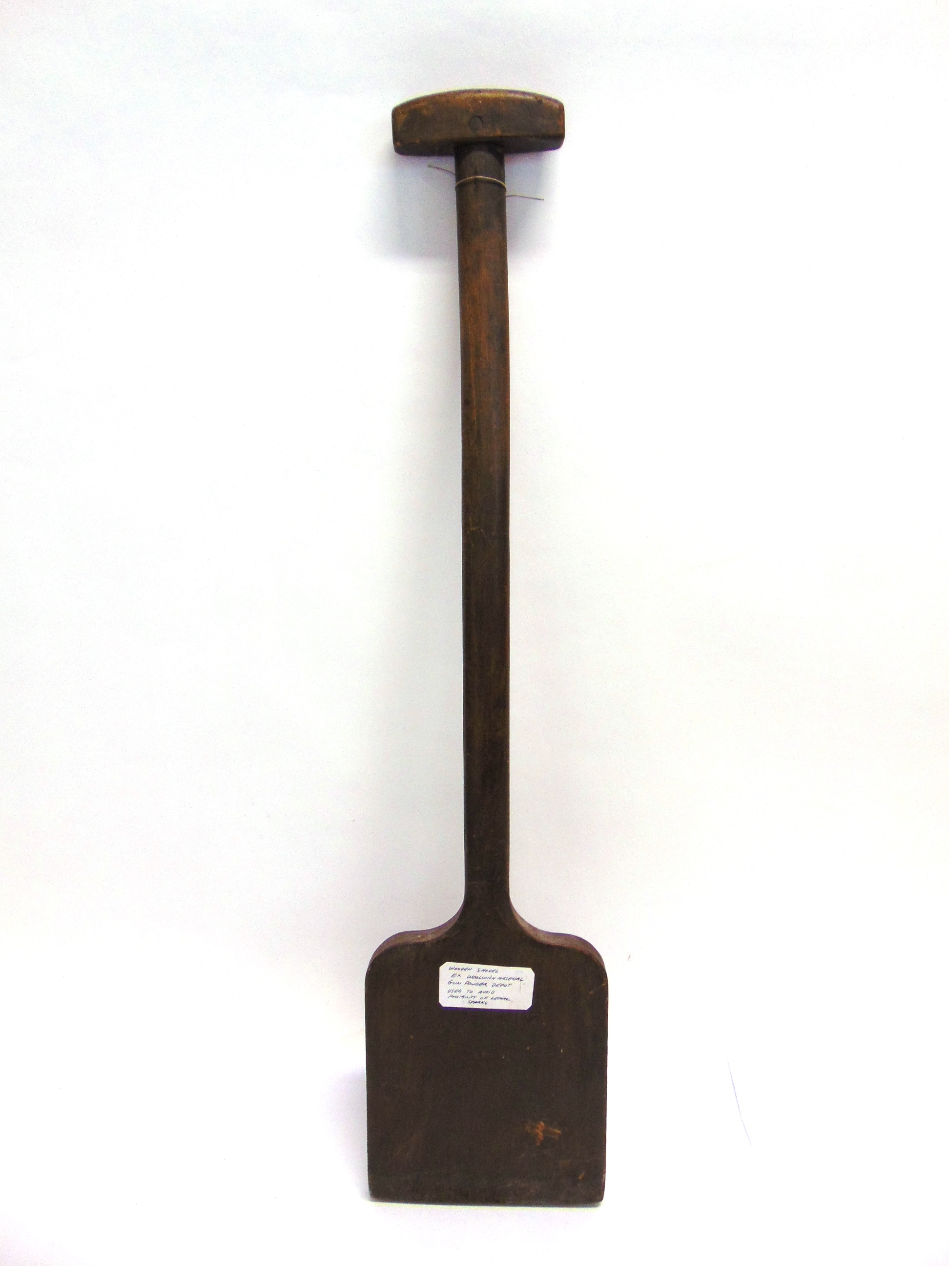 19TH CENTURY - A WOODEN GUNPOWDER SHOVEL FROM THE WOOLWICH ARSENAL  (used to avoid possibilities - Image 2 of 2