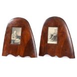 GREAT WAR AVIATION - A PAIR OF PHOTOGRAPH FRAMES  each worked from the tips of  mahogany propellers,