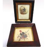19th CENTURY - A WATERLOO PERIOD WATERCOLOUR 'TROPHY OF ARMS'  with flintlock musket, drum and