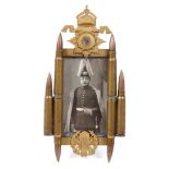 GREAT WAR - AN IMPERIAL GERMAN TRENCH ART STYLE PHOTOGRAPH FRAME  surmounted with a Prussian