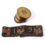 GREAT WAR - A LARGE TRENCH ART BRASS PEAKED CAP  worked from a British 18 pounder shell case,