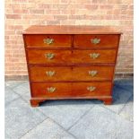 A MAHOGANY CHEST OF TWO SHORT AND THREE LONG DRAWERS on bracket feet (in two sections), 111cm wide