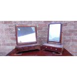 TWO MAHOGANY TOILET MIRRORS: one fitted with two drawers to base 44cm wide 28cm deep 51cm high;