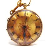 A 19TH CENTURY OPENFACED POCKETWATCH the four piece hinged case, stamped '14k', gilt metal