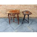 A 'HATHERLEY PATENT' FOLDING TABLE 56 x 46 x 69cm high; and a heart shaped occasional table, the