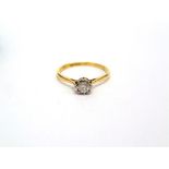 A SINGLE STONE DIAMOND RING stamped '18ct Plat', the mirror set brilliant cut of approximately 0.