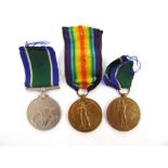 THREE BRITISH MEDALS comprising a Victory Medal (295242 Pte. H. Silke. W. Som. Yeo.), officially
