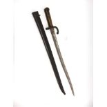 A FRENCH M1866 CHASSEPOT SWORD BAYONET with a plain back edge, the hooked quillon numbered '3933',