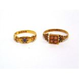 A LATE VICTORIAN GEM SET 18 CARAT GOLD RING Chester 1895, finger size N, 2g gross, cased; and a