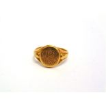 AN 18 CARAT GOLD SIGNET RING Birmingham 1915, finger size Q, monogrammed, 7.3g gross