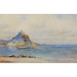 ALBERT GOODWIN, R.W.S. (BRITISH, 1845-1932) A Coastal Castle, possibly Mont St. Michel, watercolour,